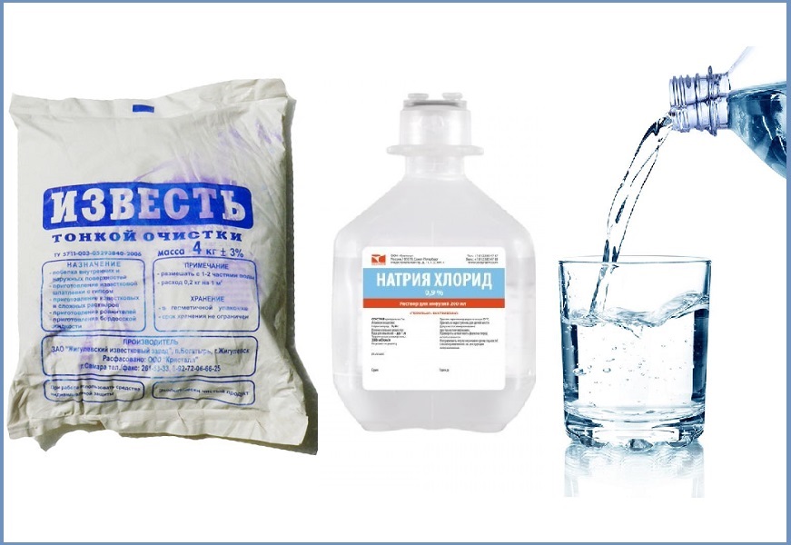 Lime, sodium chloride and water for ring cleaning